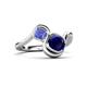 3 - Nerida 1.63 ctw Cushion Shape Created Blue Sapphire & Princess Shape Tanzanite Women Toi Et Moi Wave Engagement Ring 