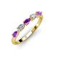 3 - Grace Pear Cut Amethyst and Lab Grown Diamond 5 Stone Wedding Band 