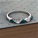 2 - Grace Pear Cut London Blue Topaz and Lab Grown Diamond 5 Stone Wedding Band 