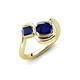 4 - Nerida 1.60 ctw Cushion & Princess Shape Created Blue Sapphire Women Toi Et Moi Wave Engagement Ring 