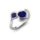 4 - Nerida 1.60 ctw Cushion & Princess Shape Created Blue Sapphire Women Toi Et Moi Wave Engagement Ring 