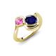 4 - Nerida 1.73 ctw Cushion Shape Created Blue Sapphire & Princess Shape Created Pink Sapphire Women Toi Et Moi Wave Engagement Ring 