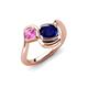 4 - Nerida 1.73 ctw Cushion Shape Created Blue Sapphire & Princess Shape Created Pink Sapphire Women Toi Et Moi Wave Engagement Ring 