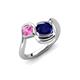 4 - Nerida 1.73 ctw Cushion Shape Created Blue Sapphire & Princess Shape Created Pink Sapphire Women Toi Et Moi Wave Engagement Ring 