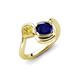 4 - Nerida 1.73 ctw Cushion Shape Created Blue Sapphire & Princess Shape Created Yellow Sapphire Women Toi Et Moi Wave Engagement Ring 