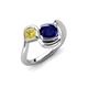4 - Nerida 1.73 ctw Cushion Shape Created Blue Sapphire & Princess Shape Created Yellow Sapphire Women Toi Et Moi Wave Engagement Ring 