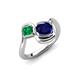 4 - Nerida 1.60 ctw Cushion Shape Created Blue Sapphire & Princess Shape Created Emerald Women Toi Et Moi Wave Engagement Ring 