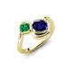 4 - Nerida 1.60 ctw Cushion Shape Created Blue Sapphire & Princess Shape Created Emerald Women Toi Et Moi Wave Engagement Ring 