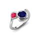 4 - Nerida 1.60 ctw Cushion Shape Created Blue Sapphire & Princess Shape Created Ruby Women Toi Et Moi Wave Engagement Ring 