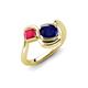 4 - Nerida 1.60 ctw Cushion Shape Created Blue Sapphire & Princess Shape Created Ruby Women Toi Et Moi Wave Engagement Ring 