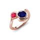 4 - Nerida 1.60 ctw Cushion Shape Created Blue Sapphire & Princess Shape Created Ruby Women Toi Et Moi Wave Engagement Ring 