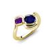 4 - Nerida 1.60 ctw Cushion Shape Created Blue Sapphire & Princess Shape Amethyst Women Toi Et Moi Wave Engagement Ring 