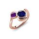 4 - Nerida 1.60 ctw Cushion Shape Created Blue Sapphire & Princess Shape Amethyst Women Toi Et Moi Wave Engagement Ring 