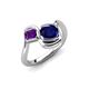 4 - Nerida 1.60 ctw Cushion Shape Created Blue Sapphire & Princess Shape Amethyst Women Toi Et Moi Wave Engagement Ring 