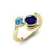 4 - Nerida 1.63 ctw Cushion Shape Created Blue Sapphire & Princess Shape Blue Topaz Women Toi Et Moi Wave Engagement Ring 