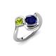 4 - Nerida 1.63 ctw Cushion Shape Created Blue Sapphire & Princess Shape Peridot Women Toi Et Moi Wave Engagement Ring 