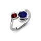 4 - Nerida 1.63 ctw Cushion Shape Created Blue Sapphire & Princess Shape Red Garnet Women Toi Et Moi Wave Engagement Ring 
