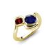 4 - Nerida 1.63 ctw Cushion Shape Created Blue Sapphire & Princess Shape Red Garnet Women Toi Et Moi Wave Engagement Ring 