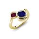 4 - Nerida 1.63 ctw Cushion Shape Created Blue Sapphire & Princess Shape Rhodolite Garnet Women Toi Et Moi Wave Engagement Ring 