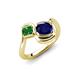 4 - Nerida 1.60 ctw Cushion Shape Created Blue Sapphire & Princess Shape Green Garnet Women Toi Et Moi Wave Engagement Ring 