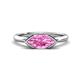 1 - Shireen 1.37 ct Marquise Shape Created Pink Sapphire (10 x 5 mm) Women V Prong Solitaire Engagement Ring 