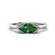 1 - Shireen 0.85 ct Marquise Shape Created Emerald (10 x 5 mm) Women V Prong Solitaire Engagement Ring 