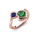 4 - Nerida 1.17 ctw Cushion Shape Created Emerald & Princess Shape Created Blue Sapphire Women Toi Et Moi Wave Engagement Ring 
