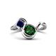 1 - Nerida 1.17 ctw Cushion Shape Created Emerald & Princess Shape Created Blue Sapphire Women Toi Et Moi Wave Engagement Ring 