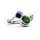 3 - Nerida 1.17 ctw Cushion Shape Created Emerald & Princess Shape Created Blue Sapphire Women Toi Et Moi Wave Engagement Ring 