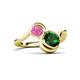 3 - Nerida 1.30 ctw Cushion Shape Created Emerald & Princess Shape Created Pink Sapphire Women Toi Et Moi Wave Engagement Ring 