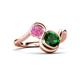 3 - Nerida 1.30 ctw Cushion Shape Created Emerald & Princess Shape Created Pink Sapphire Women Toi Et Moi Wave Engagement Ring 