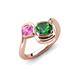 4 - Nerida 1.30 ctw Cushion Shape Created Emerald & Princess Shape Created Pink Sapphire Women Toi Et Moi Wave Engagement Ring 