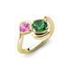 4 - Nerida 1.30 ctw Cushion Shape Created Emerald & Princess Shape Created Pink Sapphire Women Toi Et Moi Wave Engagement Ring 