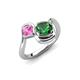 4 - Nerida 1.30 ctw Cushion Shape Created Emerald & Princess Shape Created Pink Sapphire Women Toi Et Moi Wave Engagement Ring 
