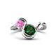 1 - Nerida 1.30 ctw Cushion Shape Created Emerald & Princess Shape Created Pink Sapphire Women Toi Et Moi Wave Engagement Ring 