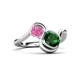 3 - Nerida 1.30 ctw Cushion Shape Created Emerald & Princess Shape Created Pink Sapphire Women Toi Et Moi Wave Engagement Ring 