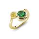 4 - Nerida 1.30 ctw Cushion Shape Created Emerald & Princess Shape Created Yellow Sapphire Women Toi Et Moi Wave Engagement Ring 