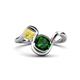 1 - Nerida 1.30 ctw Cushion Shape Created Emerald & Princess Shape Created Yellow Sapphire Women Toi Et Moi Wave Engagement Ring 
