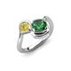 4 - Nerida 1.30 ctw Cushion Shape Created Emerald & Princess Shape Created Yellow Sapphire Women Toi Et Moi Wave Engagement Ring 