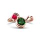 1 - Nerida 1.17 ctw Cushion Shape Created Emerald & Princess Shape Created Ruby Women Toi Et Moi Wave Engagement Ring 