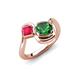 4 - Nerida 1.17 ctw Cushion Shape Created Emerald & Princess Shape Created Ruby Women Toi Et Moi Wave Engagement Ring 