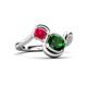 3 - Nerida 1.17 ctw Cushion Shape Created Emerald & Princess Shape Created Ruby Women Toi Et Moi Wave Engagement Ring 