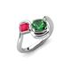 4 - Nerida 1.17 ctw Cushion Shape Created Emerald & Princess Shape Created Ruby Women Toi Et Moi Wave Engagement Ring 