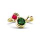 1 - Nerida 1.17 ctw Cushion Shape Created Emerald & Princess Shape Created Ruby Women Toi Et Moi Wave Engagement Ring 