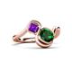 3 - Nerida 1.17 ctw Cushion Shape Created Emerald & Princess Shape Amethyst Women Toi Et Moi Wave Engagement Ring 