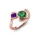 4 - Nerida 1.17 ctw Cushion Shape Created Emerald & Princess Shape Amethyst Women Toi Et Moi Wave Engagement Ring 