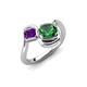 4 - Nerida 1.17 ctw Cushion Shape Created Emerald & Princess Shape Amethyst Women Toi Et Moi Wave Engagement Ring 