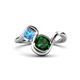 1 - Nerida 1.20 ctw Cushion Shape Created Emerald & Princess Shape Blue Topaz Women Toi Et Moi Wave Engagement Ring 