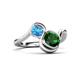 3 - Nerida 1.20 ctw Cushion Shape Created Emerald & Princess Shape Blue Topaz Women Toi Et Moi Wave Engagement Ring 