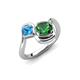 4 - Nerida 1.20 ctw Cushion Shape Created Emerald & Princess Shape Blue Topaz Women Toi Et Moi Wave Engagement Ring 